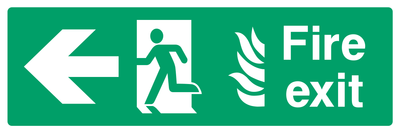 Fire exit (Left Door) Left Arrow 2 Sign - Safe Signs