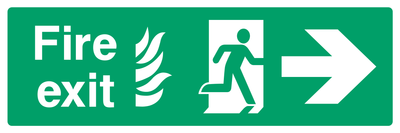 Fire exit (Right Door) Right Arrow 2 Sign - Safe Signs