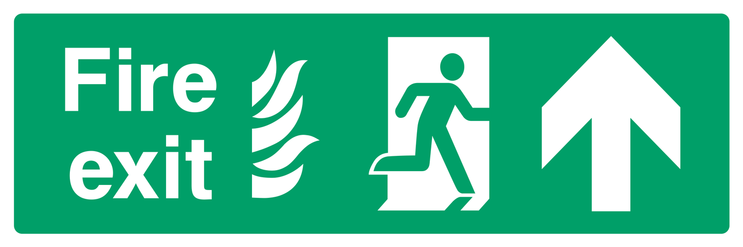 Fire exit (Right Door) Up Arrow 2 Sign - Safe Signs