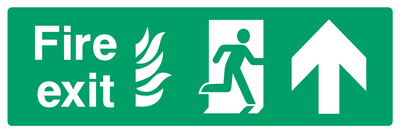 Fire exit (Right Door) Up Arrow 2 Sign - Safe Signs