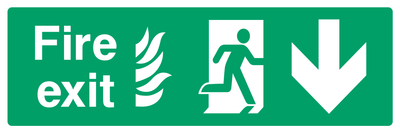 Fire exit (Right Door) Down Arrow 2 Sign - Safe Signs