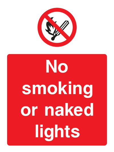 No smoking or naked lights Sign Portrait - Safe Signs