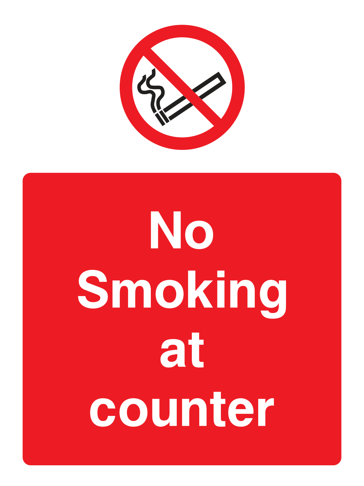 No Smoking at the counter Sign Portrait - Safe Signs
