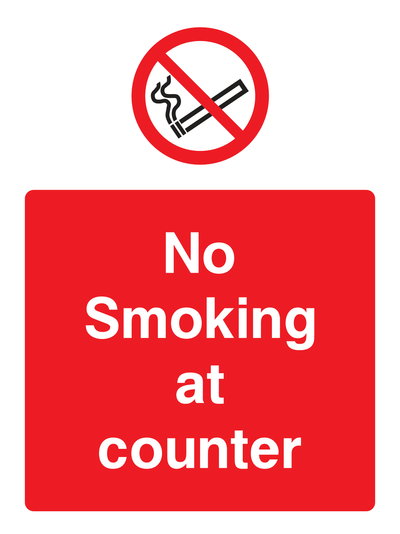 No Smoking at the counter Sign Portrait - Safe Signs
