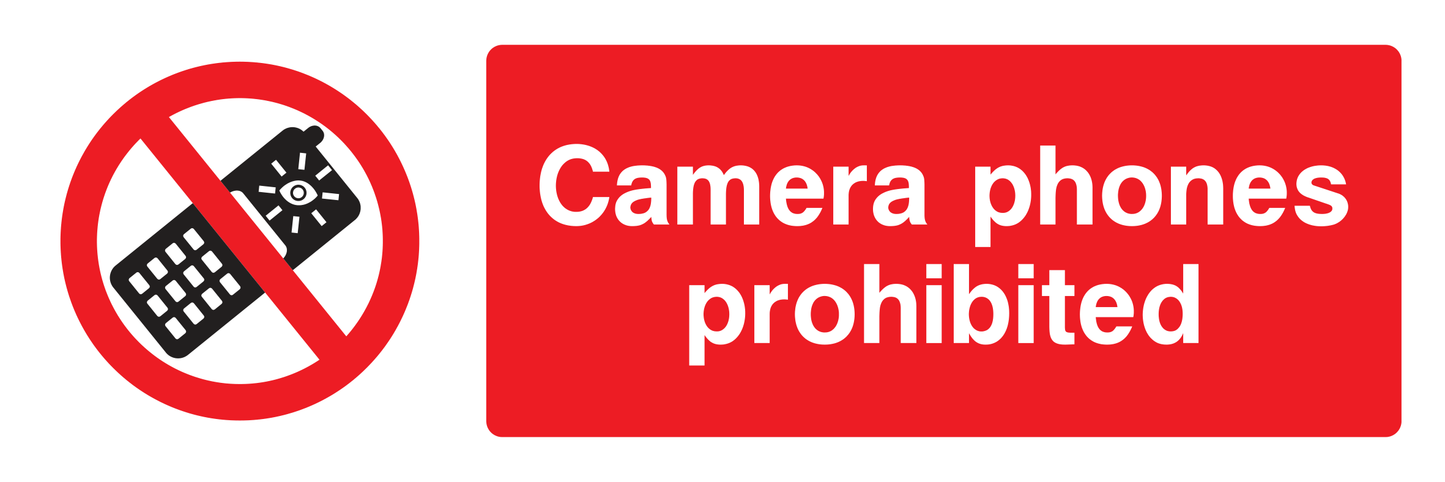 Camera phones prohibited Sign Landscape - Safe Signs