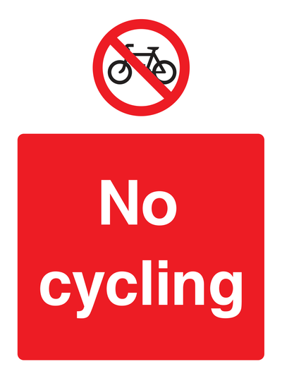 No cycling Sign Portrait - Safe Signs