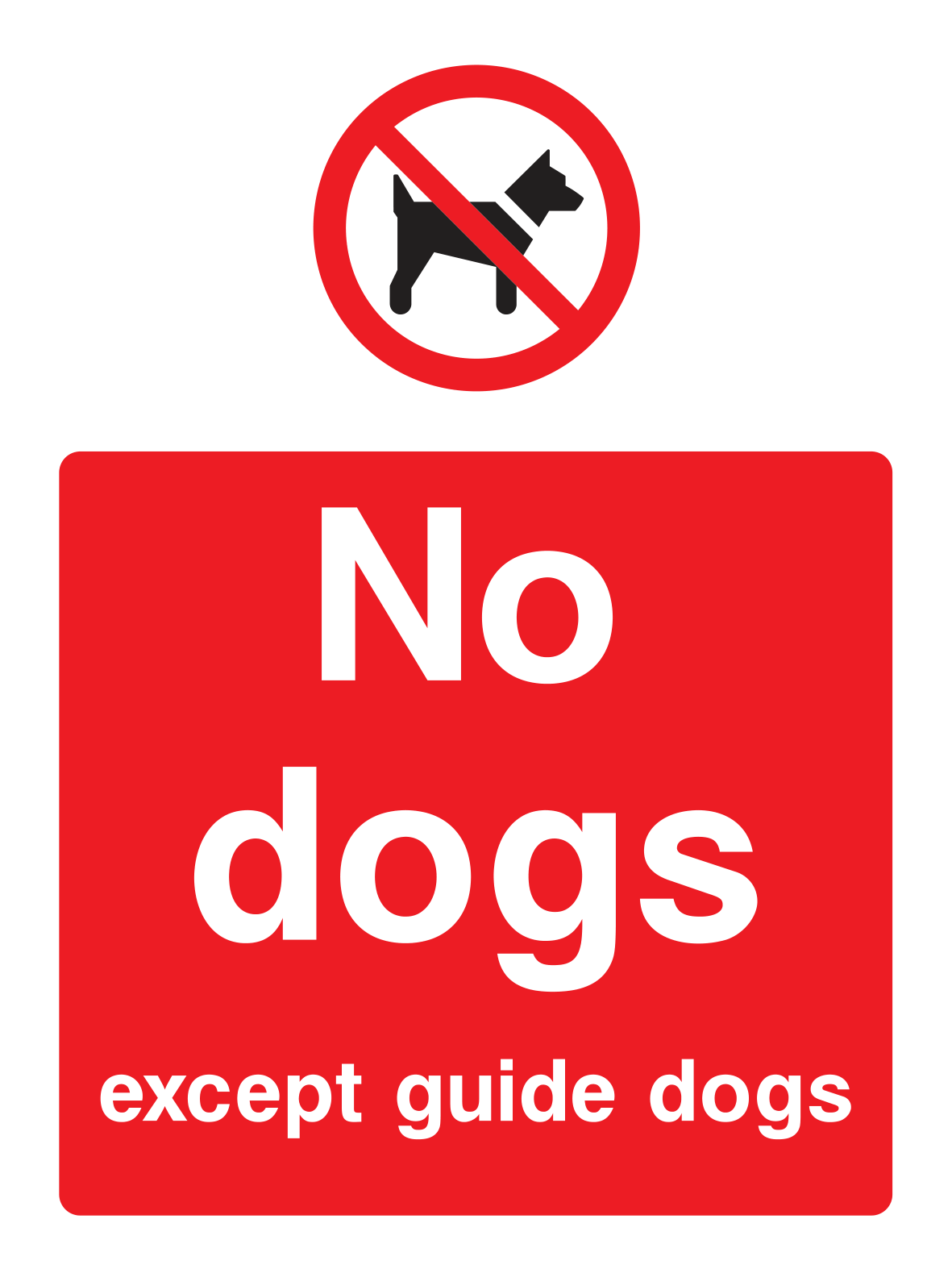 No dogs except guide dogs Sign Portrait - Safe Signs