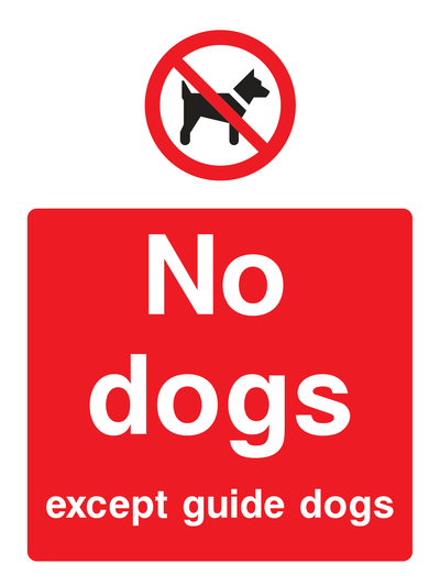 No dogs except guide dogs Sign Portrait - Safe Signs