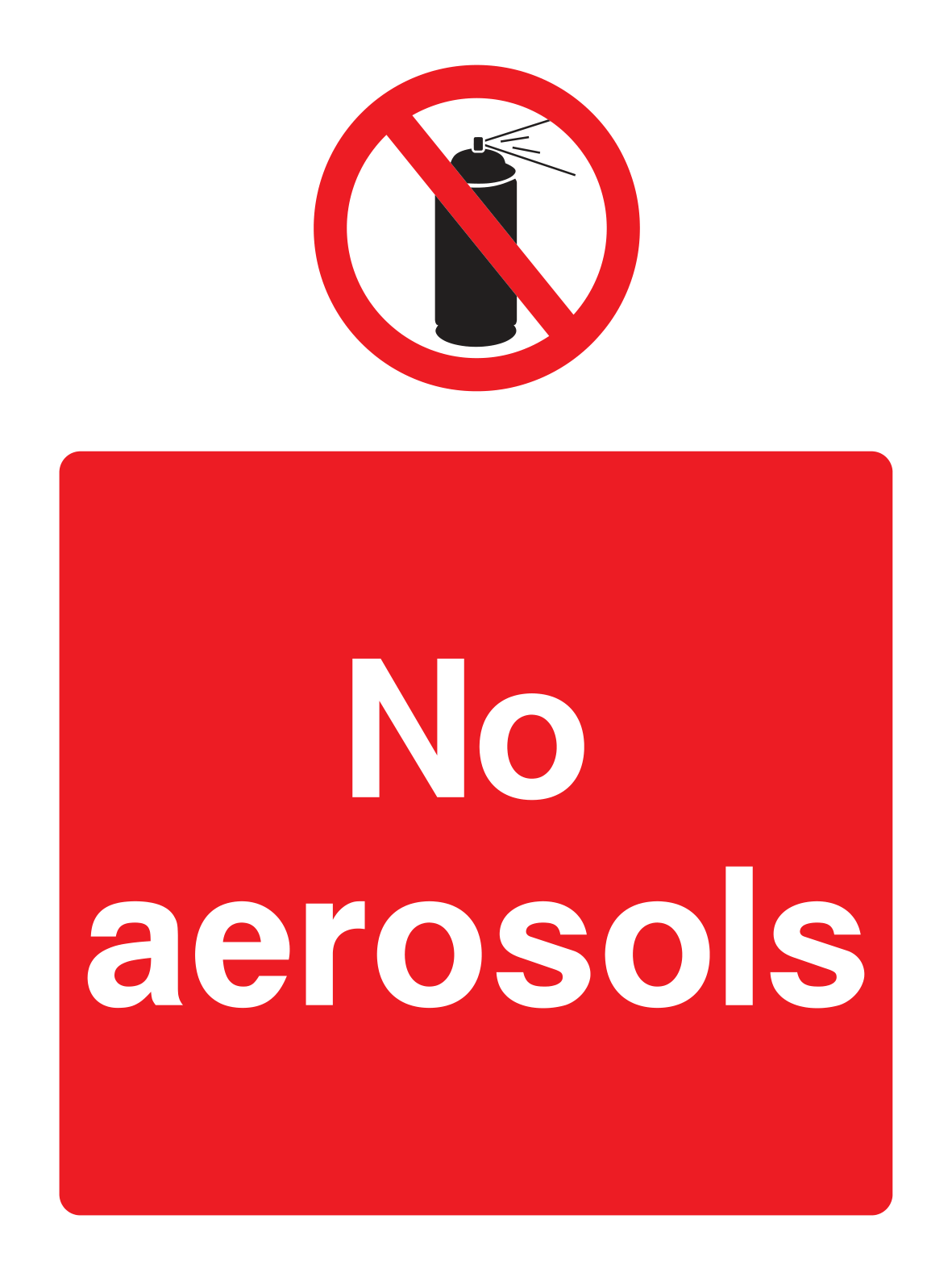 No aerosols Sign Portrait - Safe Signs