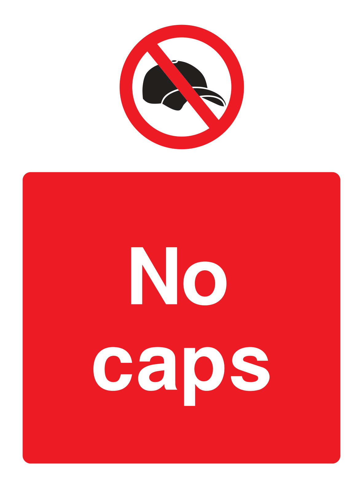 No caps Sign Portrait - Safe Signs