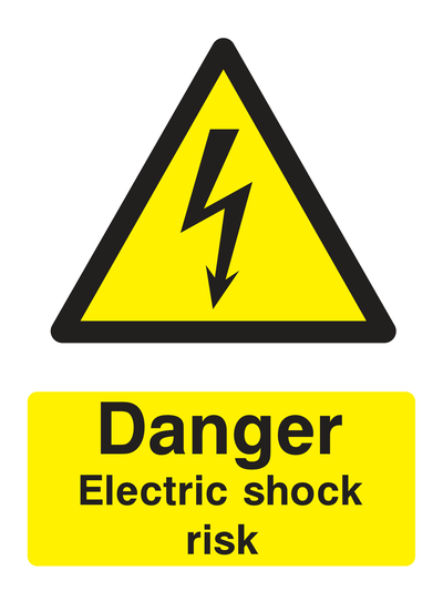 Danger Electric Shock Risk Sign Portrait - Safe Signs