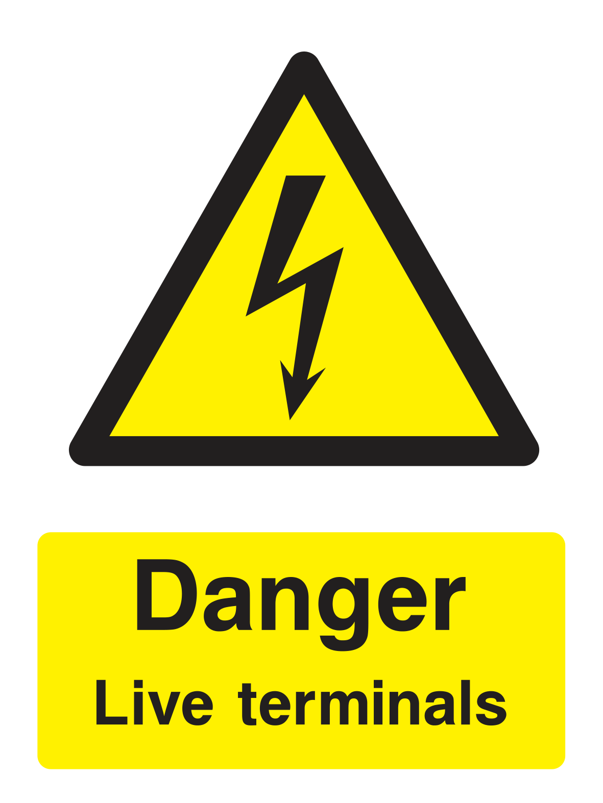 Danger Live Terminals Sign Portrait - Safe Signs