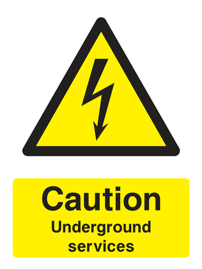 Caution Underground Services Sign Portrait - Safe Signs
