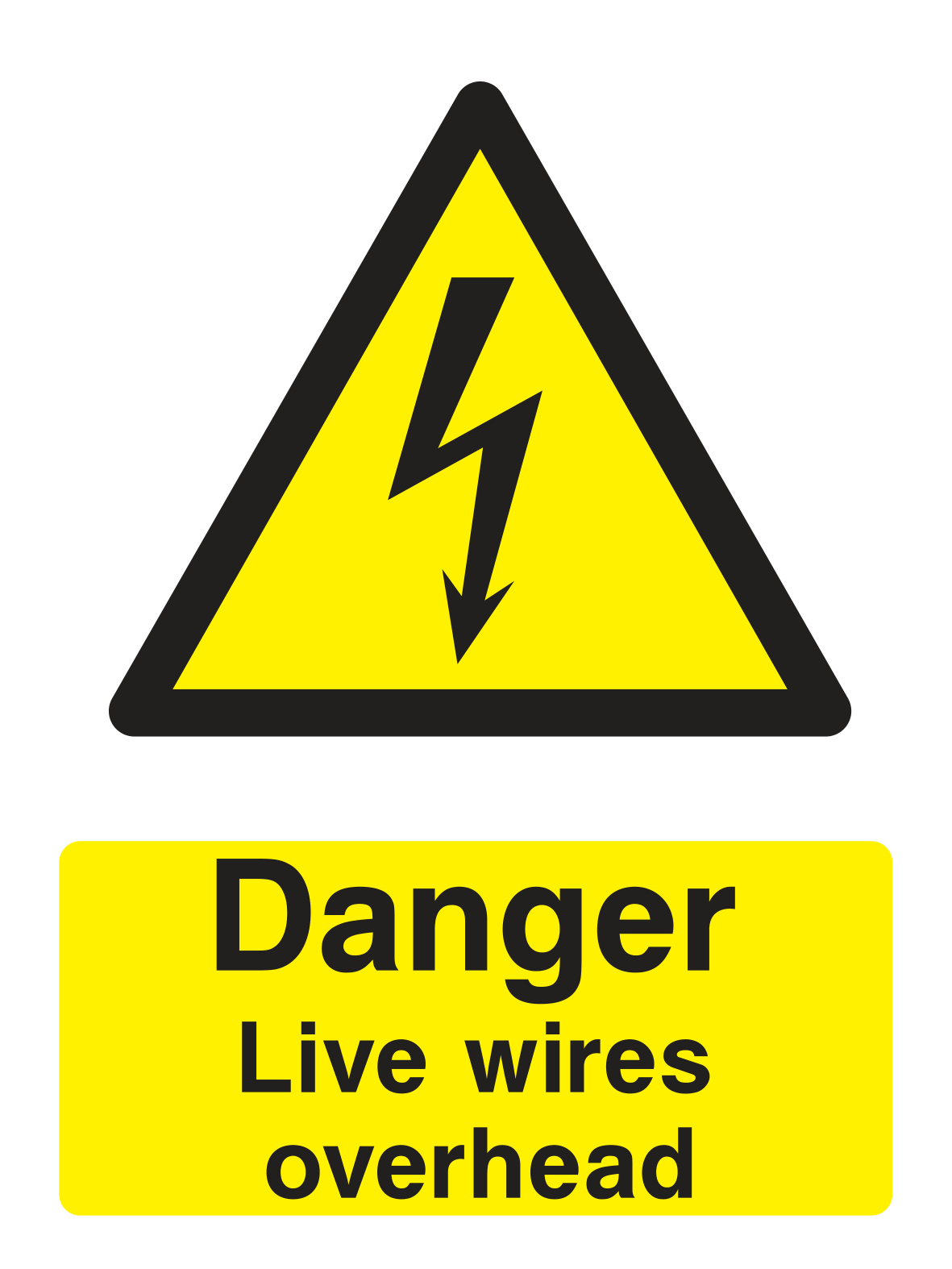 Danger Live Wires Overhead Sign Portrait - Safe Signs