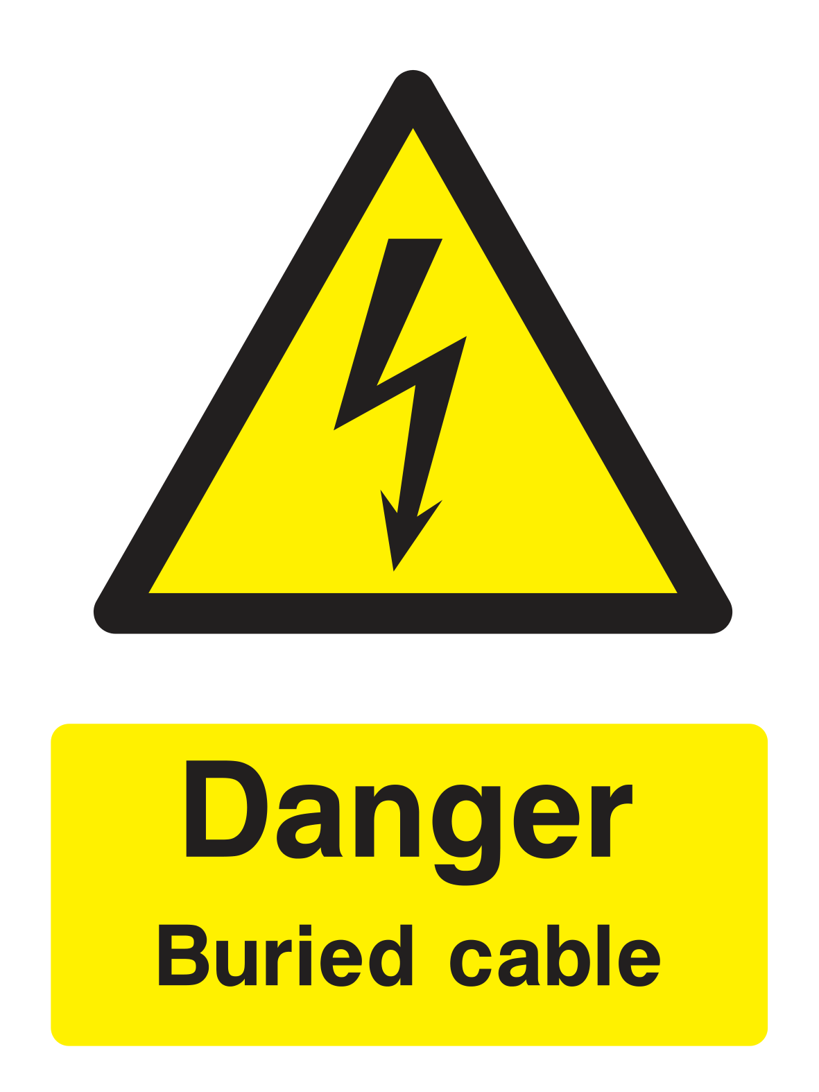 Danger Buried Cable Sign Portrait - Safe Signs