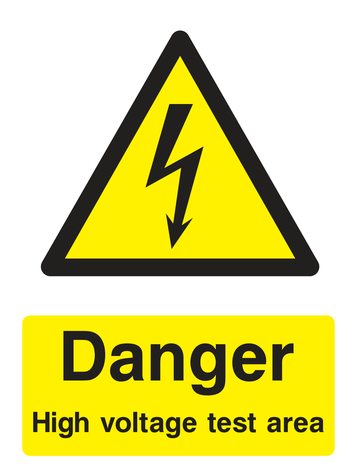 Danger High Voltage Test Area Sign Portrait - Safe Signs