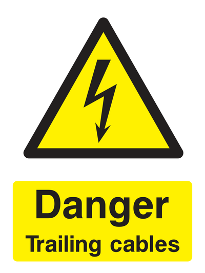 Danger Trailing Cable Sign Portrait - Safe Signs