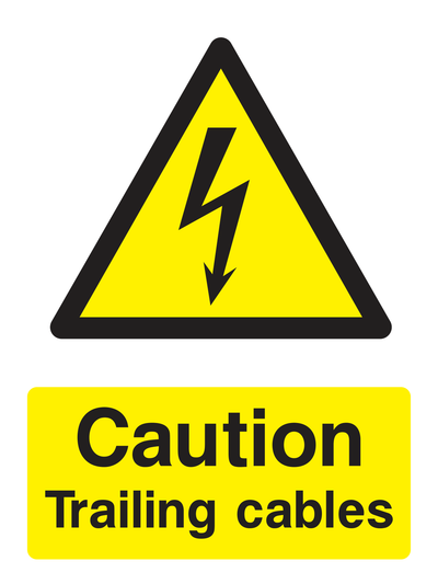Caution Trailing Cables Sign Portrait - Safe Signs