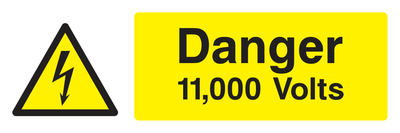 Danger 11,000 Volts Sign Lanscape - Safe Signs