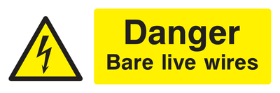 Danger Bare Live Wires Sign Landscape - Safe Signs
