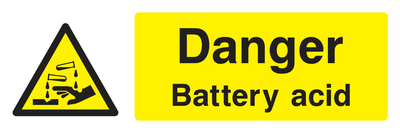 Danger Battery Acid Sign Landscape - Safe Signs