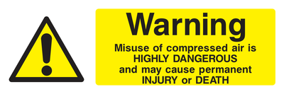 Warning Misuse Of Compressed Air Is HIGHLY DANGEROUS Sign 2 - Safe Signs