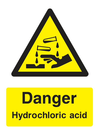 Danger Hydrochloric Acid Sign Portrait - Safe Signs