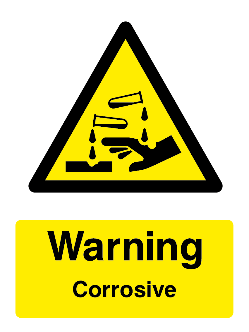 Warning Corrosive Sign Portrait - Safe Signs