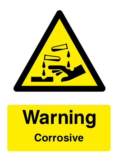 Warning Corrosive Sign Portrait - Safe Signs