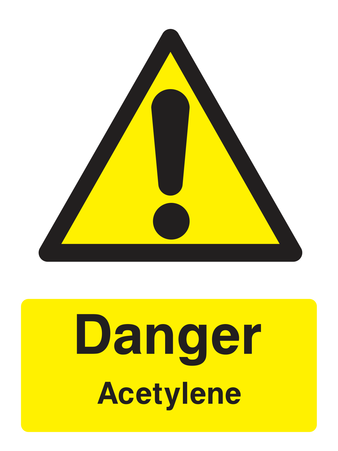 Danger Acetylene Sign Portrait - Safe Signs