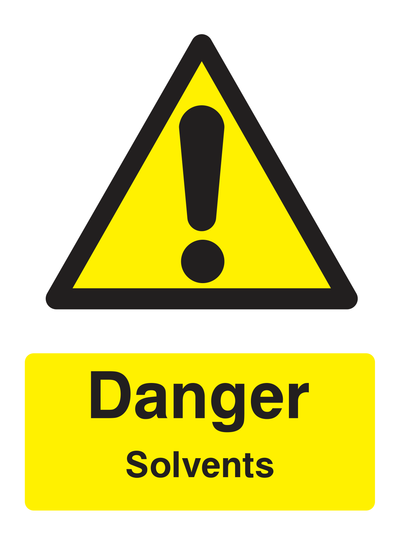 Danger Solvents Sign Portrait - Safe Signs