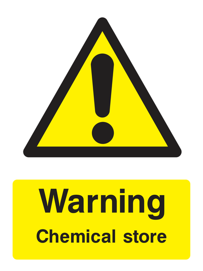 Warning Chemical Store Sign Portrait - Safe Signs