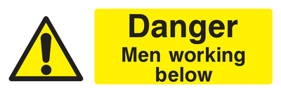 Danger Men Working Below Sign Landscape - Safe Signs