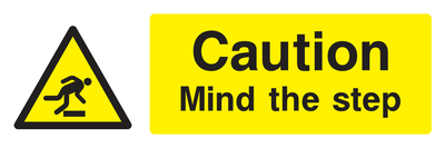Caution Mind The Step Sign Landscape - Safe Signs