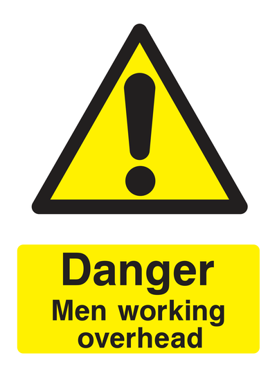 Danger Men Working Overhead Sign Portrait - Safe Signs