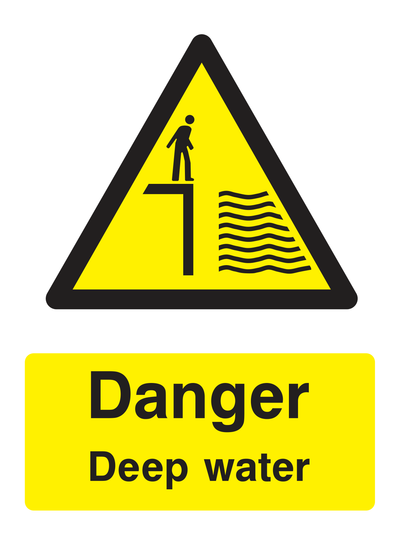 Danger Deep Water Sign Portrait - Safe Signs