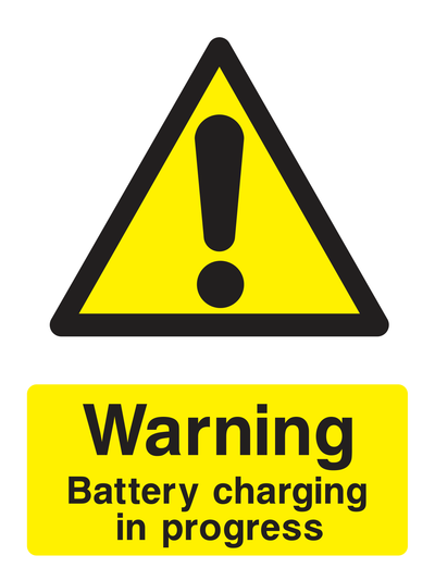 Warning Battery Charging In Progress Sign Portrait - Safe Signs