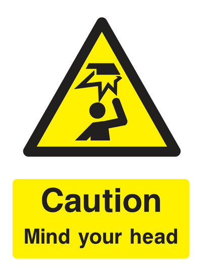 Caution Mind Your Head Sign Portrait - Safe Signs
