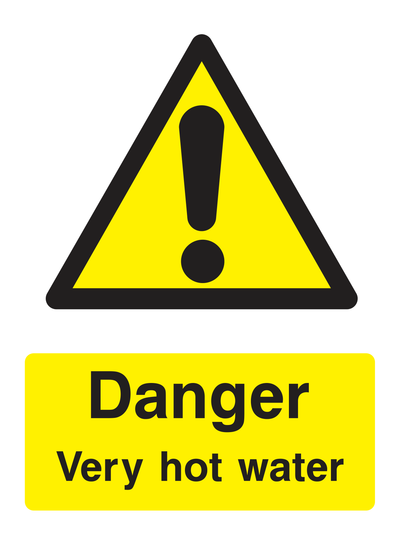 Danger Very Hot Water Sign Portrait - Safe Signs