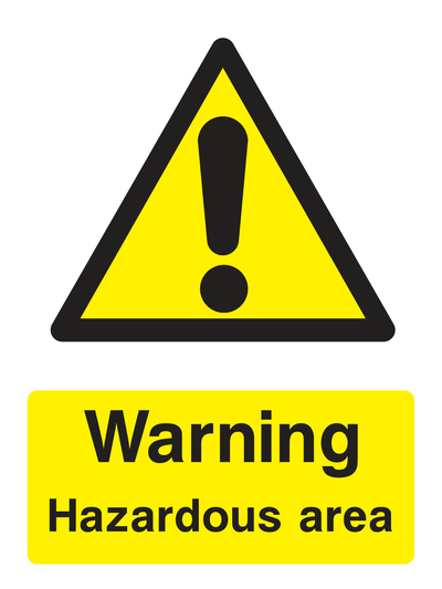 Warning Hazardous Area Sign Portrait - Safe Signs