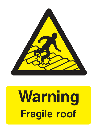 Warning Fragile Roof Sign portrait - Safe Signs