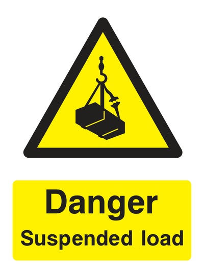 Danger Suspended Load Sign Portrait - Safe Signs