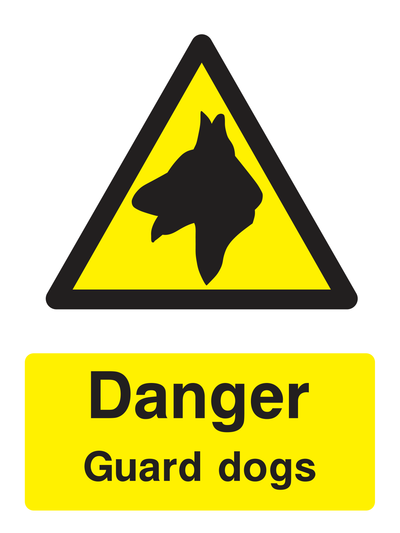 Danger Guard Dogs Sign Portrait - Safe Signs