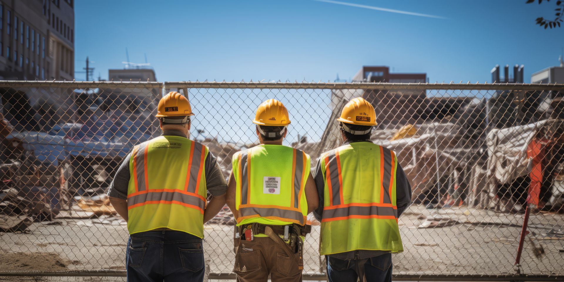 Workers looking at the construction yard