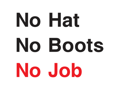 No Hat No Boots No Job Sign - Safe Signs