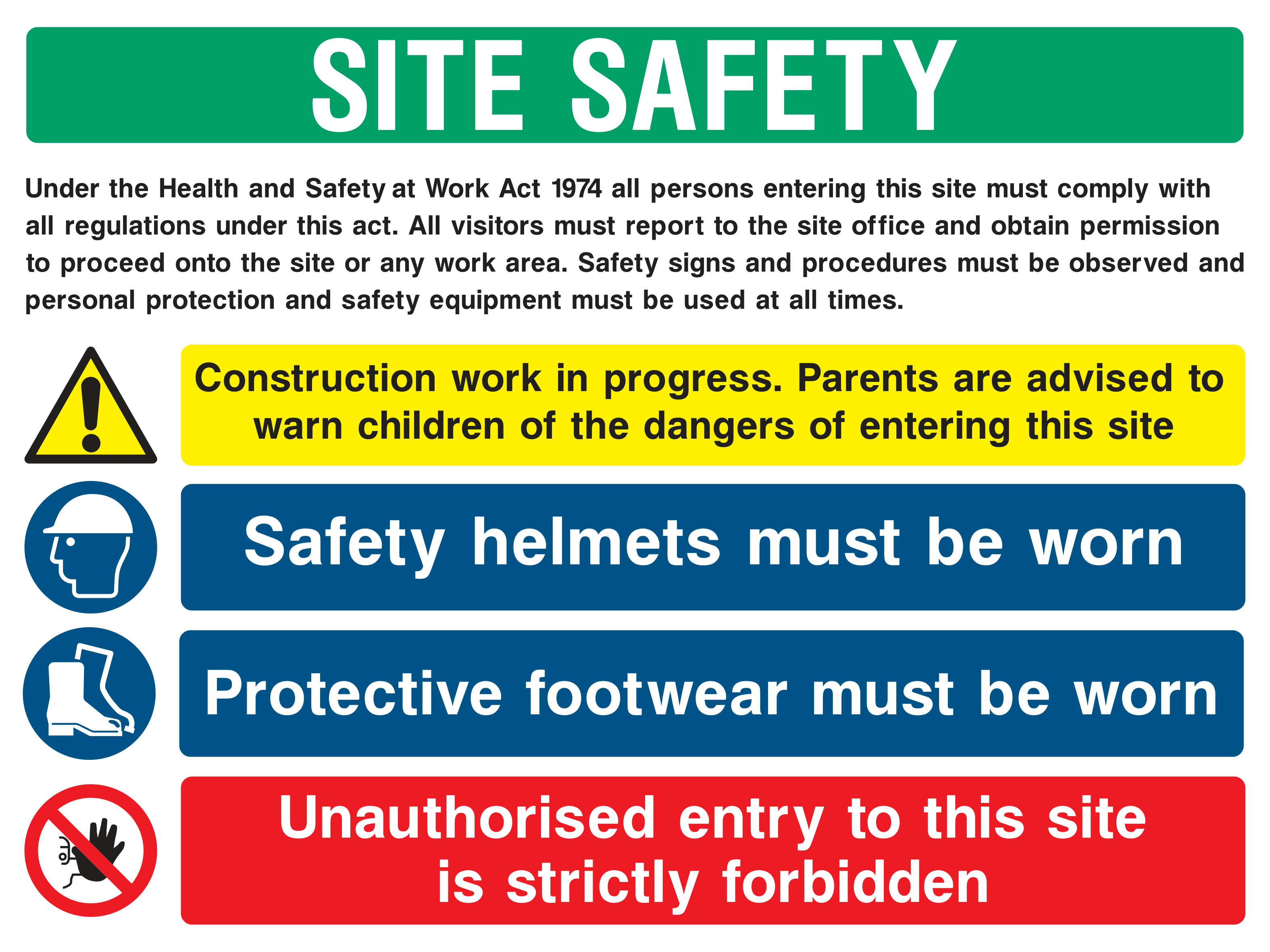 Safe Signs - Site Safety v4 Sign