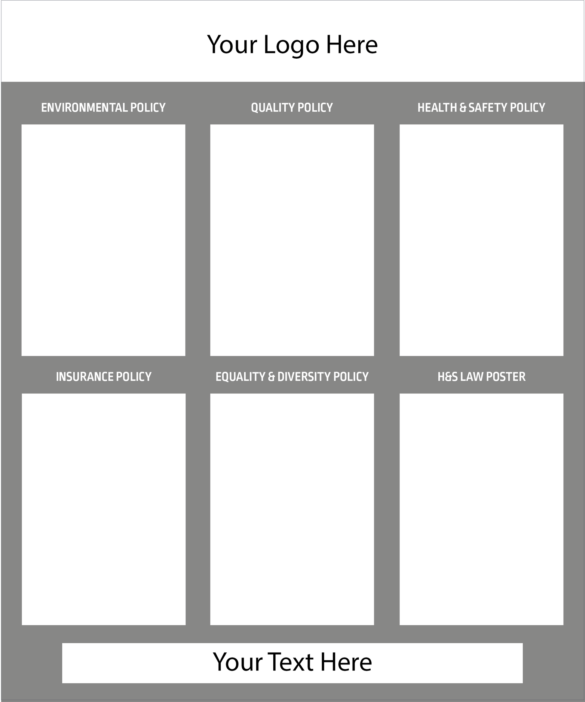 Custom Site Notice Board 750x900mm with 6x A4 Acrylic Pockets - Safe Signs