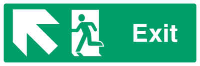 Exit (Left Door) Upper Left Diagonal Arrow Sign - Safe Signs