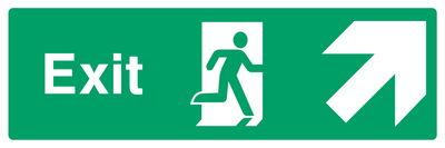 Exit (Right Door) Upper Right Diagonal Arrow Sign - Safe Signs