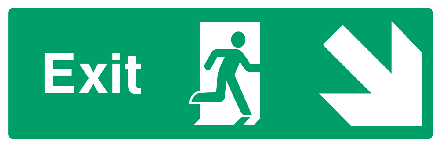 Exit (Right Door) Lower Right Diagonal Arrow Sign - Safe Signs